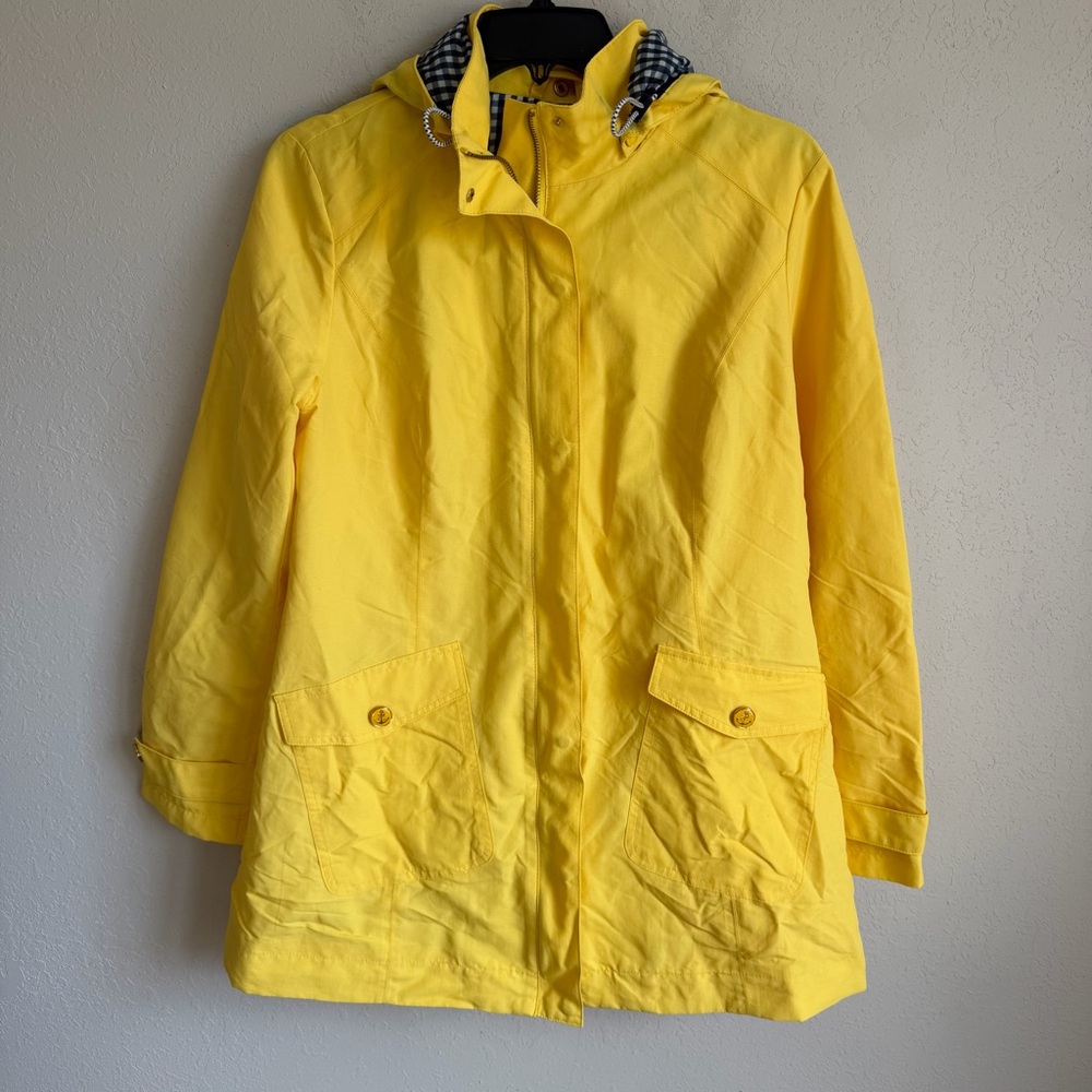Charter Club Yellow Zip Button Soft Shell Rain Jacket Womens S Outdoors Preppy